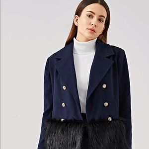 Faux Fur Trim Double Breasted Coat 🤩